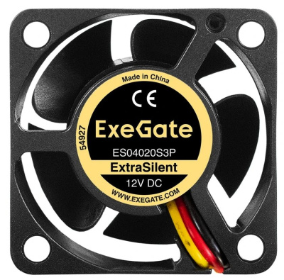 Exegate EX297013RUS ���������� 12� DC ExeGate ExtraSilent ES04020S3P (40x40x20 ��, Sleeve bearing (��������� ����������), 3pin, 6300RPM, 28dBA)