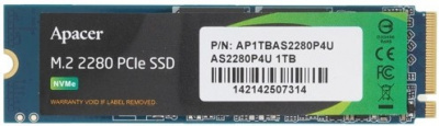 ���������� SSD 1Tb Apacer AS2280P4U (AP1TBAS2280P4U-1) ���������� SSD, M.2, 1000 ��, PCI-E x4, NVMe, ������: 3500 ��/���, ������: 3000 ��/���
