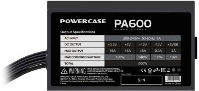 ���� ������� Powercase PA600 (ATX 2.31, 600W, APFC, 120mm Fan) / PA-600SI