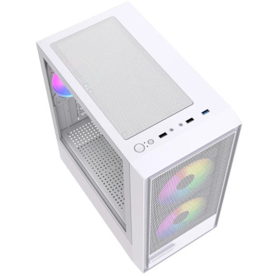 ������ Powercase Mistral SM02 ARGB, Tempered Glass, 3x120mm ARGB PWM fans, �����, mATX  (CMMSM02W-A3)