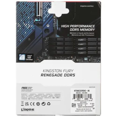 ������ Kingston 96GB 6000MT/s DDR5 CL32 DIMM (Kit of 2) FURY Renegade Silver XMP (KF560C32RSK2-96)
