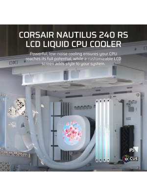 ������� ����������� ���������� Corsair NAUTILUS 240 RS LCD (240mm, White/ Fans: 2x120mm, 72.8CFM, 36dBA, 2100RPM/ S: 1851, 1700, AM5, AM4)