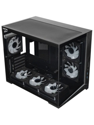 ������ XASTRA QW505M 6ARGB-C10 Black mATX/Aquarium/Screewless/ 6x120mm ARGB PWM FM fans/Argb+PWM HUB 10port/Led strip/ QW505M-6FM12A-C10