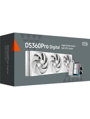 ������� ���������� PCCooler DS360 Pro Digital WH (310W, 360mm, LED temp., White, Fans: 3x120mm, 66CFM, 34.3dBA, 2200RPM/ Pump height 85 mm, 15dBA, 2600RPM, Rad thickness 27mm/ S: 1851, 1700, 1200, 115X, 20XX, AM5, AM4)
