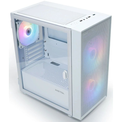 ������ XASTRA  A305M 3FRGB White mATX/Mesh/ tempered glass / 2x140mm + 1x120mm FRGB fans/ Door/ A305M-2FC14F-1FC12F-D-WH
