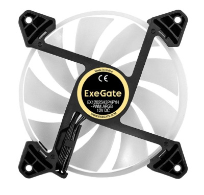Exegate EX295968RUS ���������� 12� DC � ���������� ExeGate EX12025H3P4PYH-PWM.ARGB (120x120x25 ��, Hydraulic bearing (�����������������), 5V ARGB 3pin, 4pin PWM, 1200RPM, ARGB ���������, 26dBA)